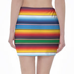 Tribal Mexican Blanket Stripe Print Pencil Mini Skirt