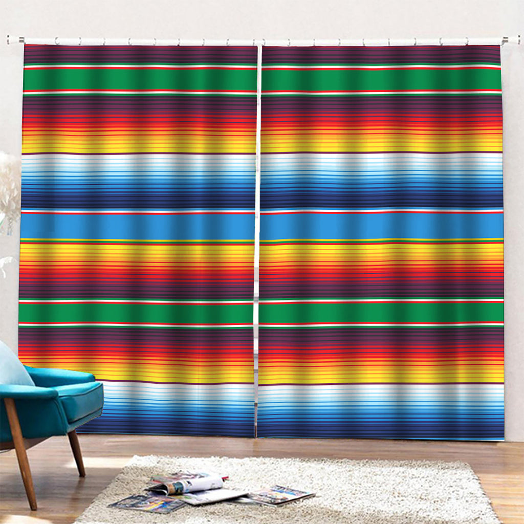 Tribal Mexican Blanket Stripe Print Pencil Pleat Curtains