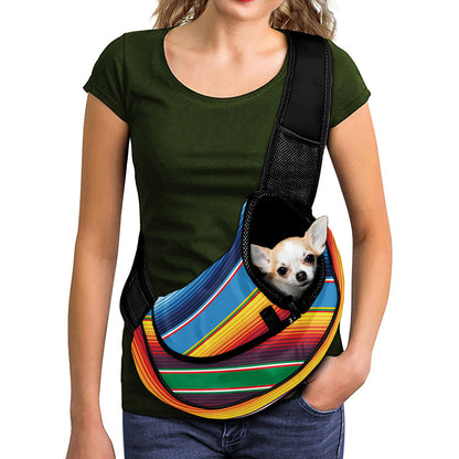 Tribal Mexican Blanket Stripe Print Pet Sling Carrier