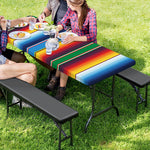Tribal Mexican Blanket Stripe Print Picnic Table Cover