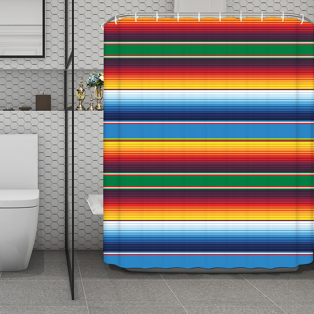 Tribal Mexican Blanket Stripe Print Polyester Shower Curtain