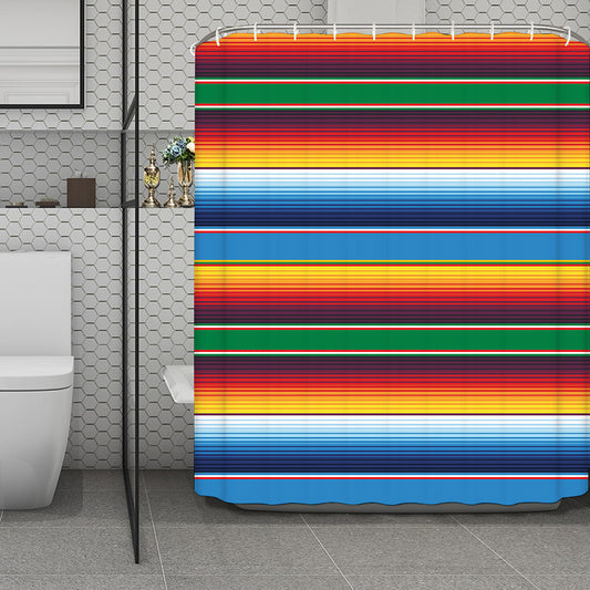 Tribal Mexican Blanket Stripe Print Polyester Shower Curtain