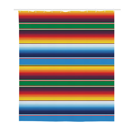 Tribal Mexican Blanket Stripe Print Polyester Shower Curtain