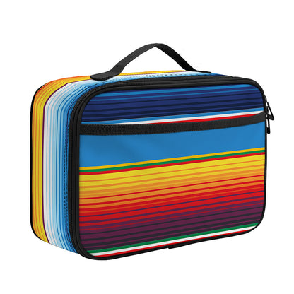 Tribal Mexican Blanket Stripe Print Portable Lunch Bag