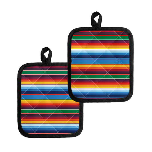 Tribal Mexican Blanket Stripe Print Pot Holders