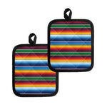 Tribal Mexican Blanket Stripe Print Pot Holders