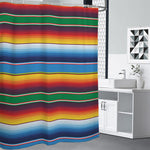 Tribal Mexican Blanket Stripe Print Premium Shower Curtain