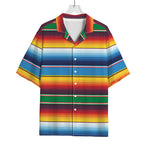 Tribal Mexican Blanket Stripe Print Rayon Hawaiian Shirt
