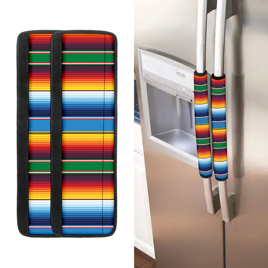 Tribal Mexican Blanket Stripe Print Refrigerator Handle Covers