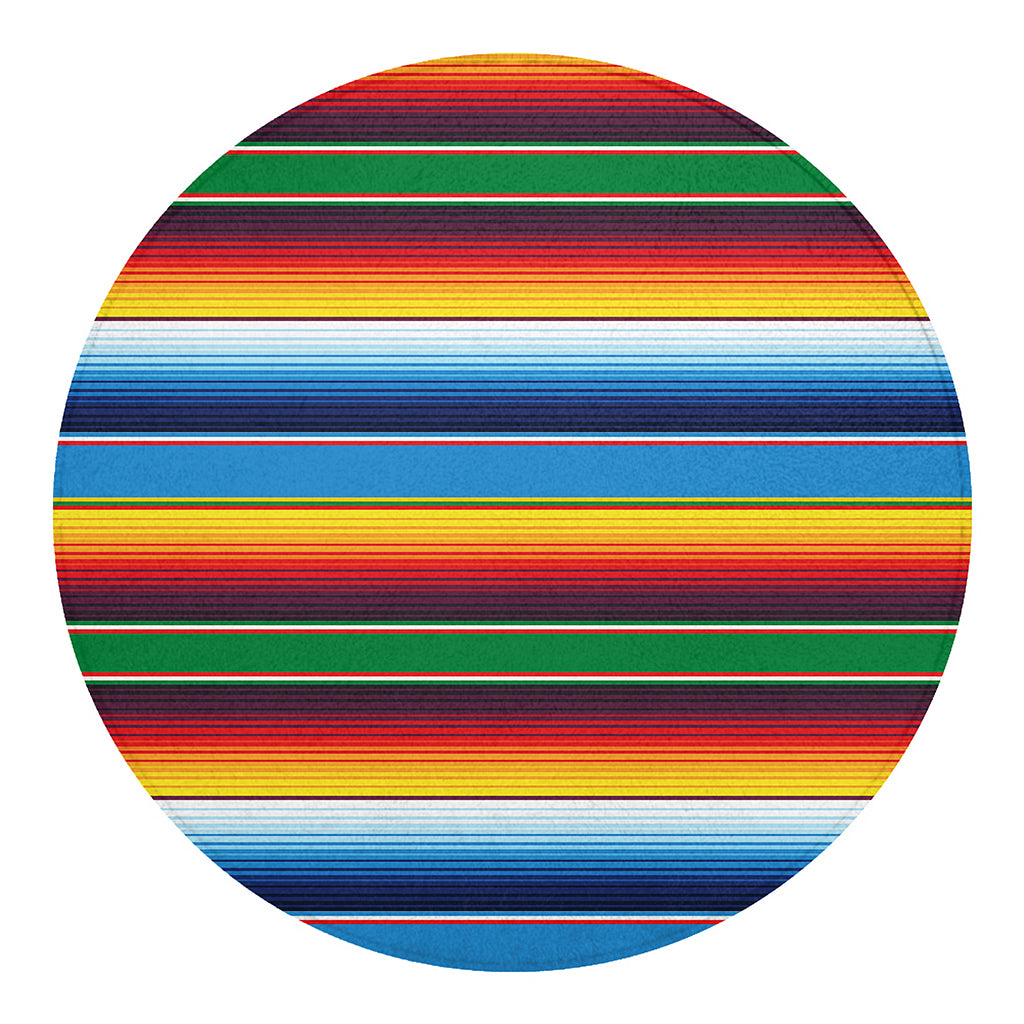 Tribal Mexican Blanket Stripe Print Round Blanket