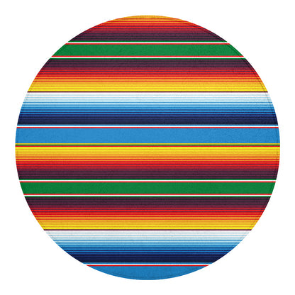 Tribal Mexican Blanket Stripe Print Round Blanket