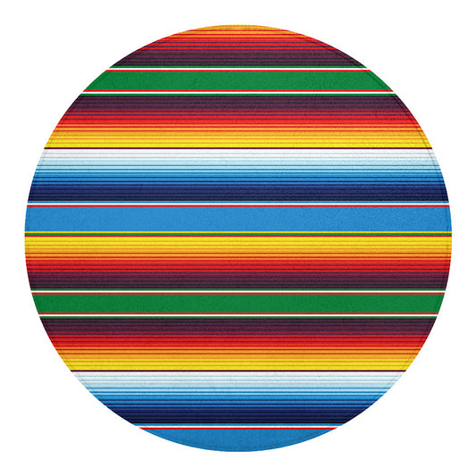 Tribal Mexican Blanket Stripe Print Round Blanket