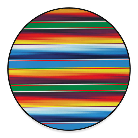 Tribal Mexican Blanket Stripe Print Round Floor Mat