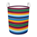 Tribal Mexican Blanket Stripe Print Round Laundry Basket