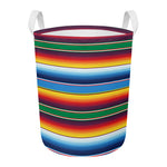 Tribal Mexican Blanket Stripe Print Round Laundry Basket