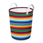 Tribal Mexican Blanket Stripe Print Round Laundry Basket