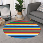 Tribal Mexican Blanket Stripe Print Round Rug