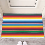 Tribal Mexican Blanket Stripe Print Rubber Doormat