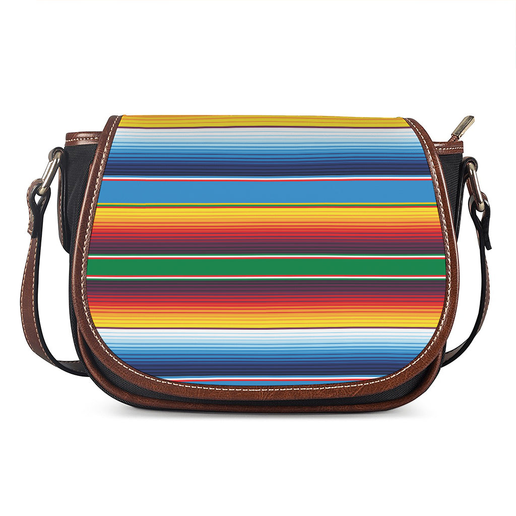 Tribal Mexican Blanket Stripe Print Saddle Bag