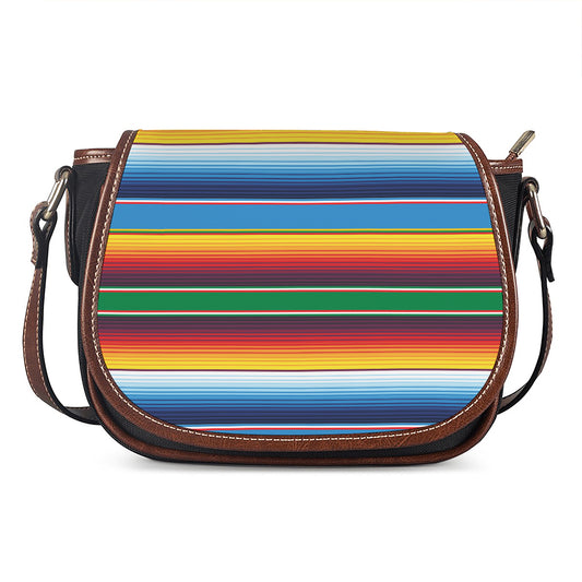 Tribal Mexican Blanket Stripe Print Saddle Bag