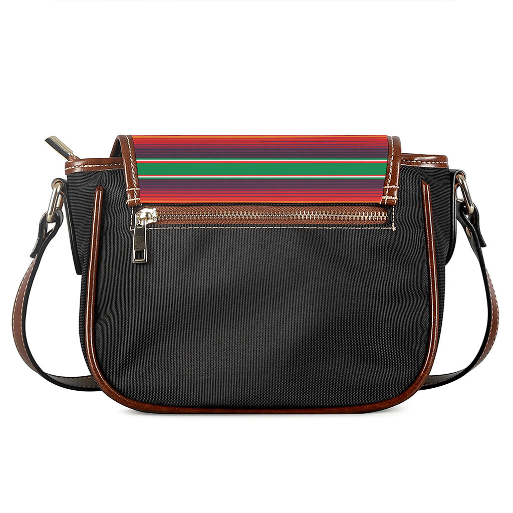 Tribal Mexican Blanket Stripe Print Saddle Bag