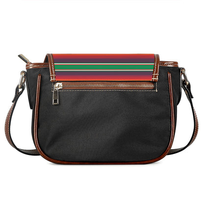 Tribal Mexican Blanket Stripe Print Saddle Bag