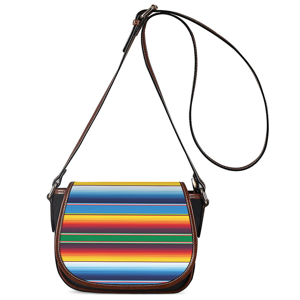 Tribal Mexican Blanket Stripe Print Saddle Bag
