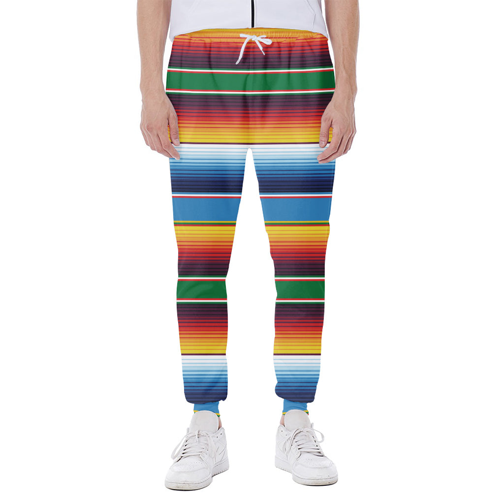 Tribal Mexican Blanket Stripe Print Scuba Joggers