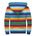 Tribal Mexican Blanket Stripe Print Sherpa Lined Zip Up Hoodie