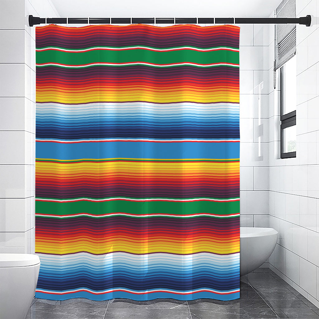 Tribal Mexican Blanket Stripe Print Shower Curtain