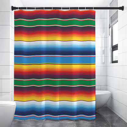 Tribal Mexican Blanket Stripe Print Shower Curtain