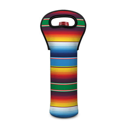 Tribal Mexican Blanket Stripe Print Single Neoprene Wine Tote