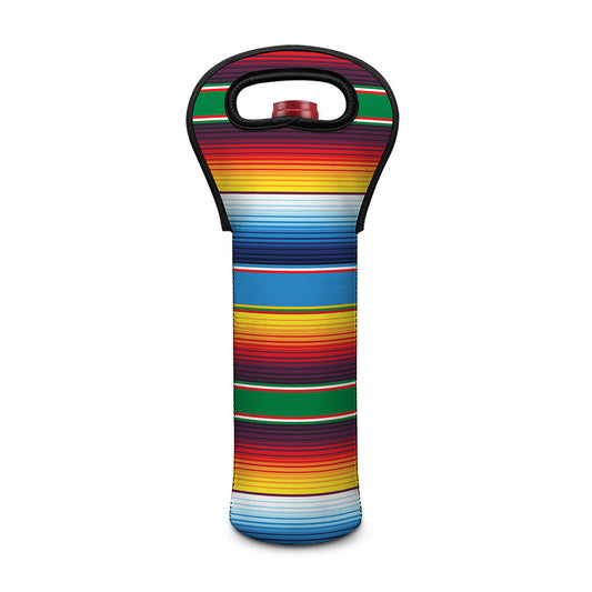 Tribal Mexican Blanket Stripe Print Single Neoprene Wine Tote