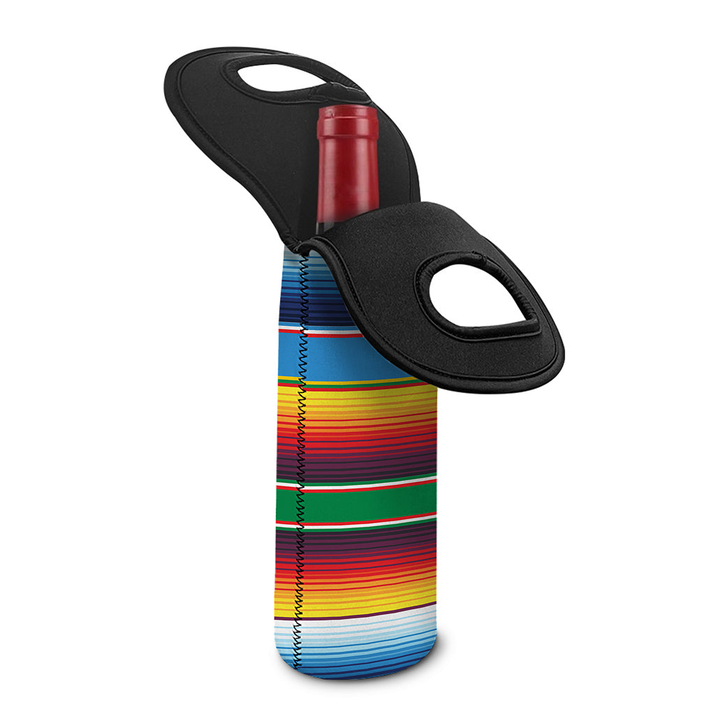 Tribal Mexican Blanket Stripe Print Single Neoprene Wine Tote