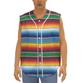 Tribal Mexican Blanket Stripe Print Sleeveless Baseball Jersey