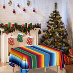 Tribal Mexican Blanket Stripe Print Tablecloth