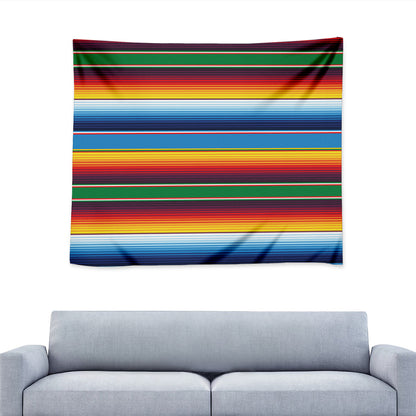 Tribal Mexican Blanket Stripe Print Tapestry