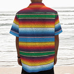 Tribal Mexican Blanket Stripe Print Textured Short Sleeve Shirt