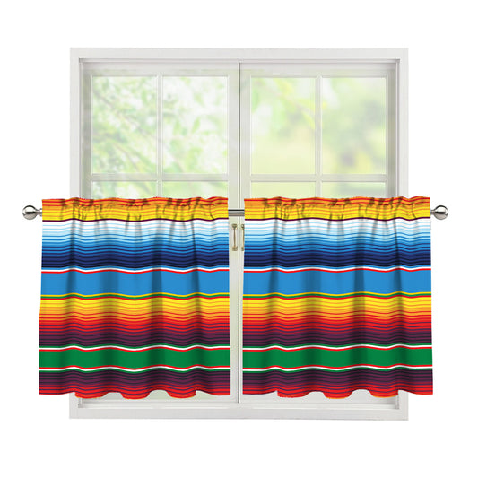 Tribal Mexican Blanket Stripe Print Tier Curtains