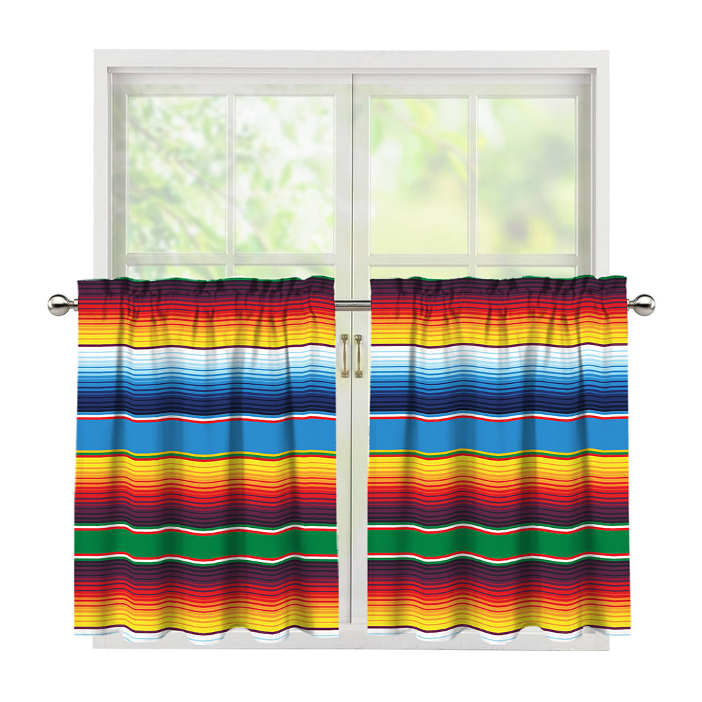 Tribal Mexican Blanket Stripe Print Tier Curtains