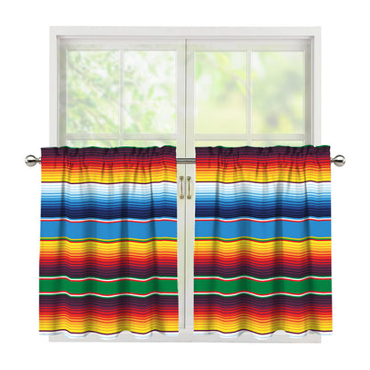 Tribal Mexican Blanket Stripe Print Tier Curtains