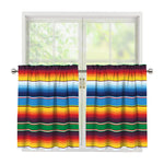 Tribal Mexican Blanket Stripe Print Tier Curtains