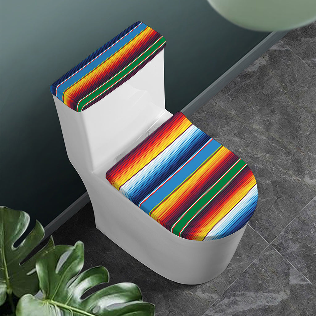Tribal Mexican Blanket Stripe Print Toilet Lid And Tank Cover Set