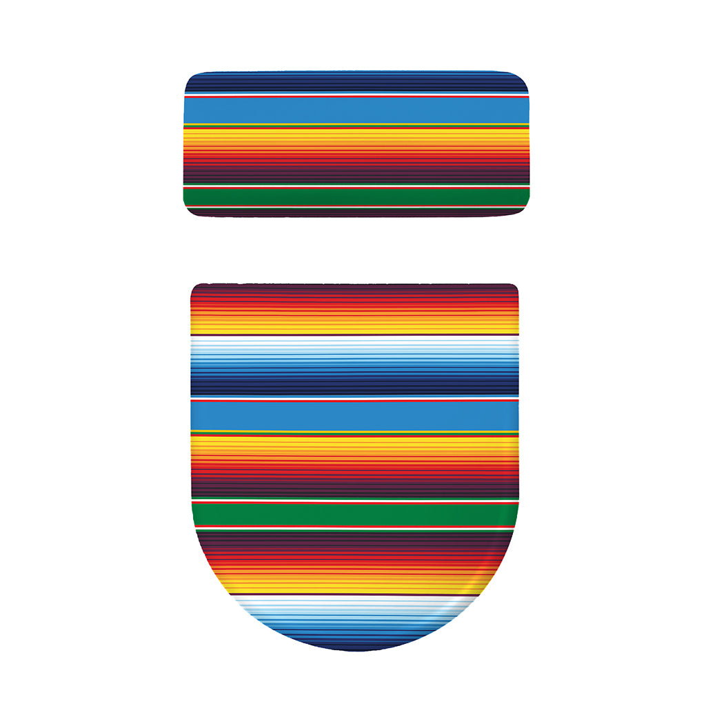 Tribal Mexican Blanket Stripe Print Toilet Lid And Tank Cover Set