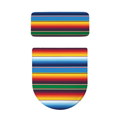 Tribal Mexican Blanket Stripe Print Toilet Lid And Tank Cover Set