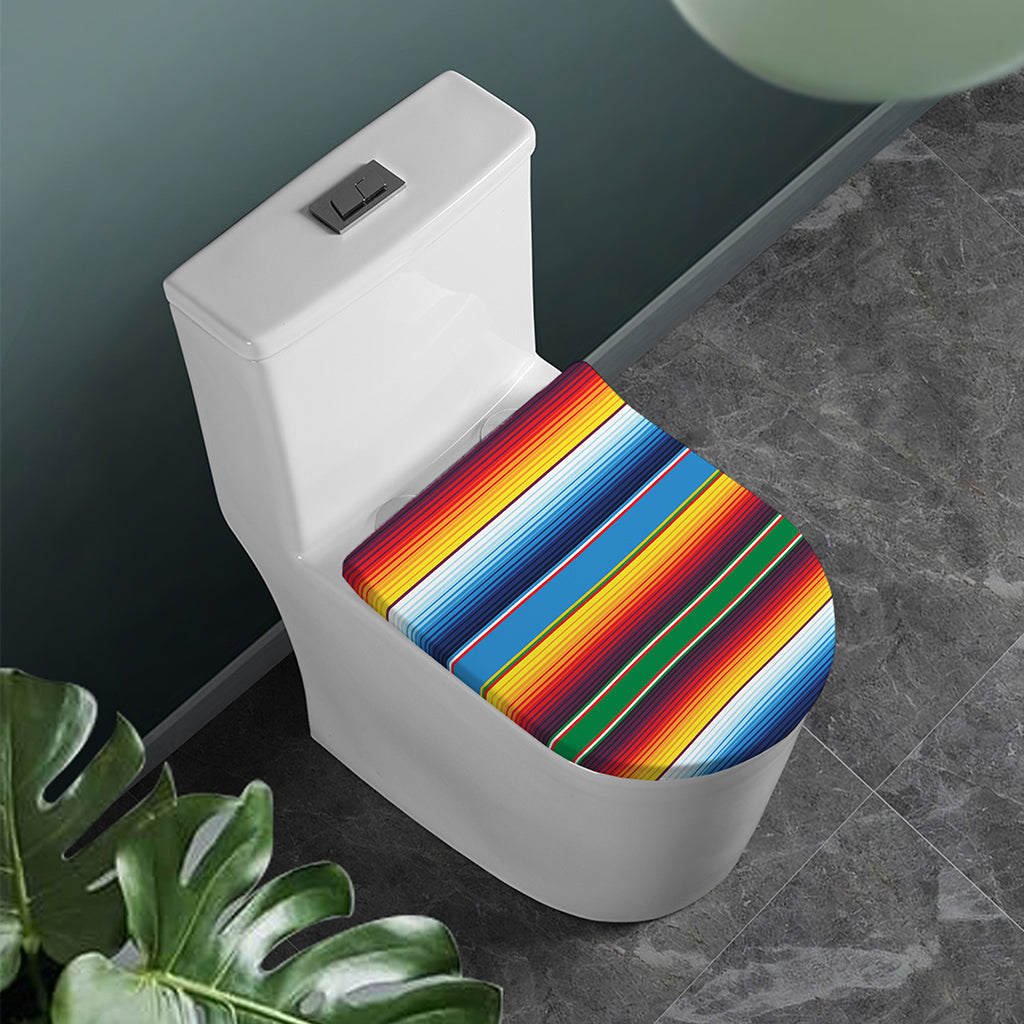 Tribal Mexican Blanket Stripe Print Toilet Lid Cover
