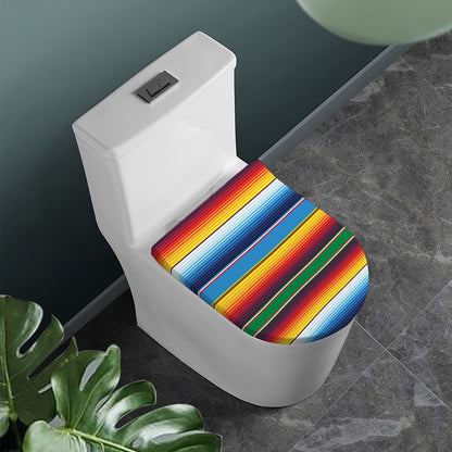 Tribal Mexican Blanket Stripe Print Toilet Lid Cover