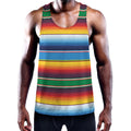 Tribal Mexican Blanket Stripe Print Men's Workout Tank Top