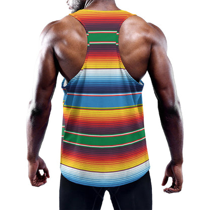 Tribal Mexican Blanket Stripe Print Training Tank Top