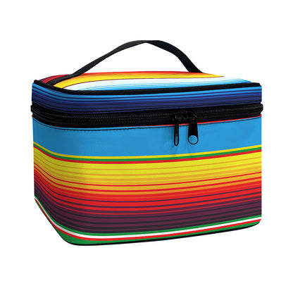 Tribal Mexican Blanket Stripe Print Travel Makeup Bag